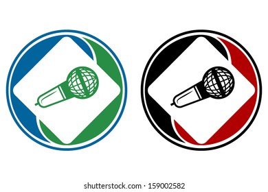Microphone round color icon isolated