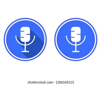 Microphone round flat icon, multimedia icon isolated on white background