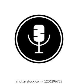 Microphone round glyph icon, multimedia icon isolated on white background
