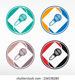 Microphone round icon. Color set