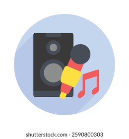 Microphone rounded color, mini illustration icon. use for modern concept, print, UI, UX kit, web and app development. Vector EPS 10, related to entertainment, festival, funfair and hobbies.