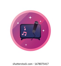 microphone with screen and notes gradient style icon design, Music sound melody song musical art and composition theme Vector illustration