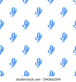 Microphone seamless pattern. 3d microphone icons. Vector illustration in modern isometric style. Isolated on white background 