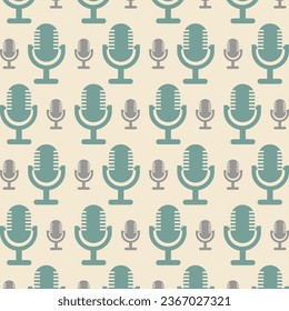 Microphone Seamless Pattern Vector Illustration Background