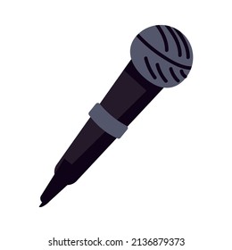 Microphone semi flat color vector object. Vocal mic. Full sized item on white. Device for voice and music transmission simple cartoon style illustration for web graphic design and animation