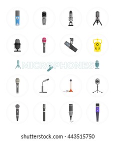 Microphone set design flat isolated icon