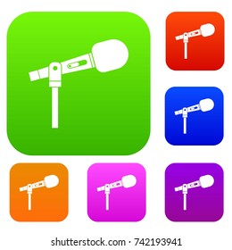 Microphone set icon color in flat style isolated on white. Collection sings vector illustration