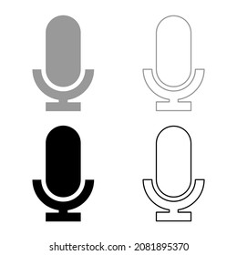 Icono conjunto de micrófono color negro gris imagen vectorial simple estilo plano contorno contorno de contorno de relleno sólido delgado
