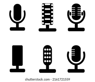 Microphone set icon isolated on white background. podcast icon vector. Voice vector icon, recording. Recording Studio Mic button for music apps. Stock Vector