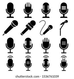 Microphone set icon, logo isolated on white background