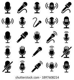 Microphone set icon, logo isolated on white background