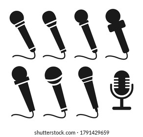Microphone set vector icon on white background

