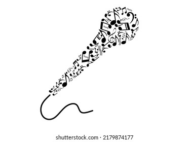 microphone shape of musical notes.karaoke logo.singer logo