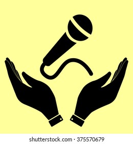 Microphone sign. Flat style icon vector illustration.