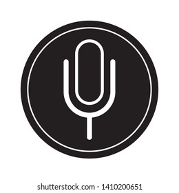 microphone sign icon isolated round icon black and white vector illustration graphic design