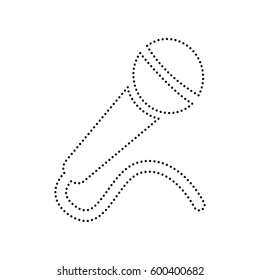 Microphone sign illustration. Vector. Black dotted icon on white background. Isolated.