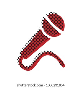 Microphone sign illustration. Vector. Brown icon with shifted black circle pattern as duplicate at white background. Isolated.