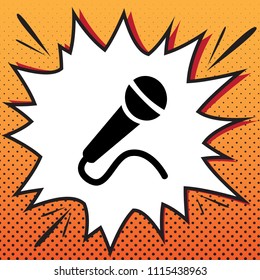 Microphone sign illustration. Vector. Comics style icon on pop-art background.
