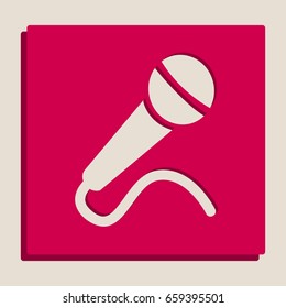 Microphone sign illustration. Vector. Grayscale version of Popart-style icon.