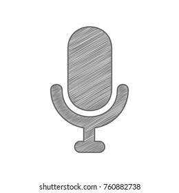 Microphone sign illustration. Vector. Shaded gray icon on white background. Isolated.
