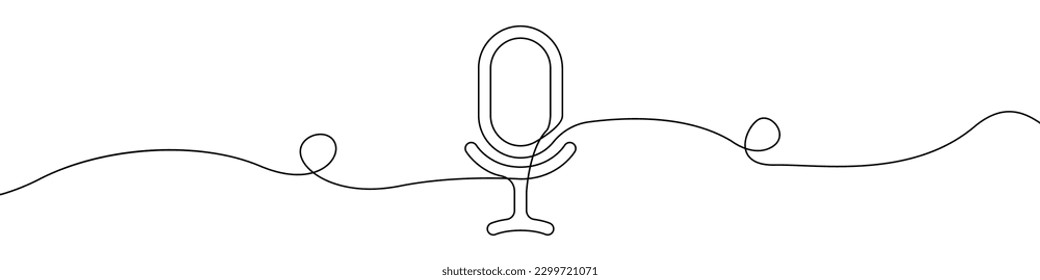 Microphone sign line continuous drawing vector. One line Microphone vector background. Microphone icon. Continuous outline of Microphone. Linear Microphones design.