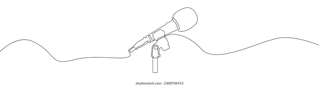 Microphone sign line continuous drawing vector. One line Microphone vector background. Microphone icon. Continuous outline of Microphone. Linear Microphones designs.