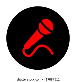 Microphone sign. Red vector icon