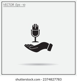 Microphone sign. Save or protect symbol by hands