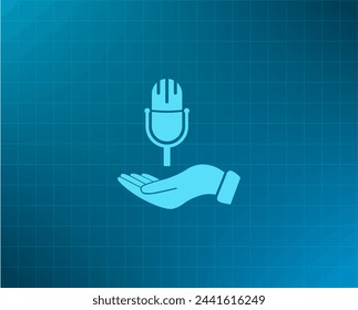Microphone sign. Save or protect symbol by hands