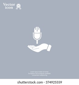 Microphone sign. Save or protect symbol by hands