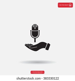 Microphone sign. Save or protect symbol by hands