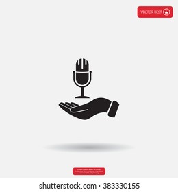 Microphone sign. Save or protect symbol by hands