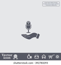 Microphone sign. Save or protect symbol by hands