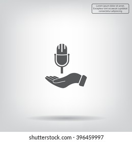 Microphone sign. Save or protect symbol by hands