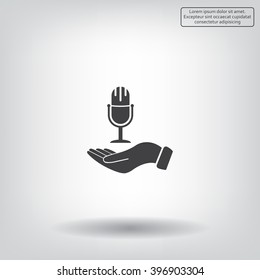 Microphone sign. Save or protect symbol by hands