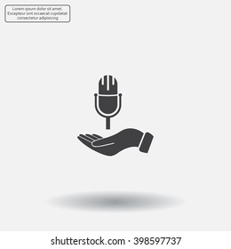 Microphone sign. Save or protect symbol by hands