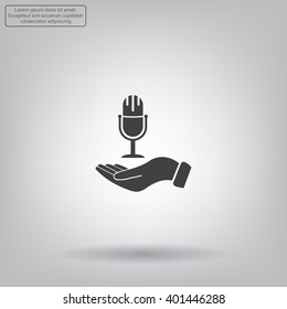 Microphone sign. Save or protect symbol by hands