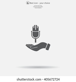 Microphone sign. Save or protect symbol by hands