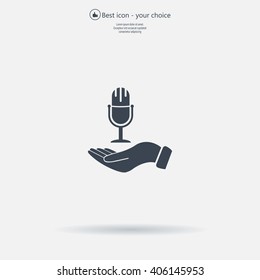 Microphone sign. Save or protect symbol by hands