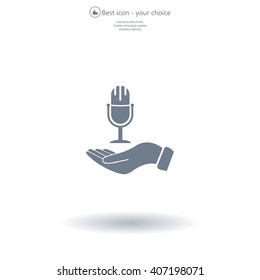 Microphone sign. Save or protect symbol by hands