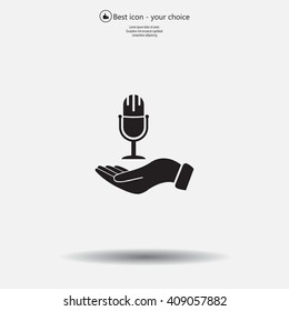 Microphone sign. Save or protect symbol by hands