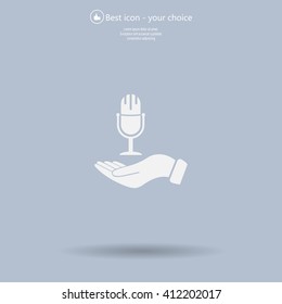 Microphone sign. Save or protect symbol by hands