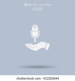 Microphone sign. Save or protect symbol by hands