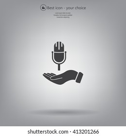 Microphone sign. Save or protect symbol by hands