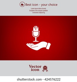 Microphone sign. Save or protect symbol by hands