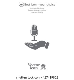 Microphone sign. Save or protect symbol by hands