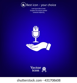 Microphone sign. Save or protect symbol by hands