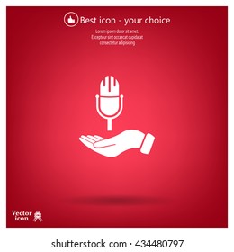 Microphone sign. Save or protect symbol by hands