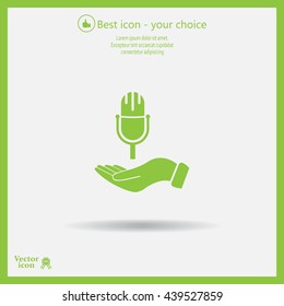 Microphone sign. Save or protect symbol by hands