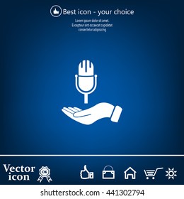 Microphone sign. Save or protect symbol by hands